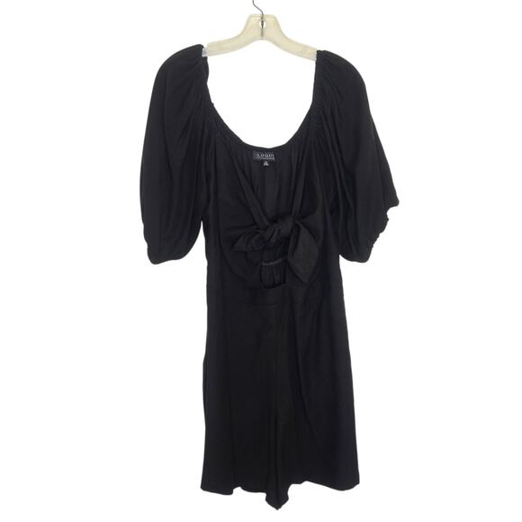 Eloquii Tie Front Romper Black Cut Out Puff Short Sleeves Summer Women 18 - Picture 1 of 12